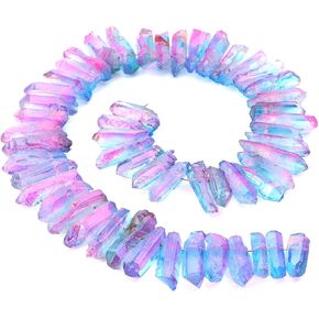 Amber Titanium Coated Crystal Quartz Spike Point Stick Beads Rough 0.8"-1.2" for Jewelry Making 15 Inch/Strand