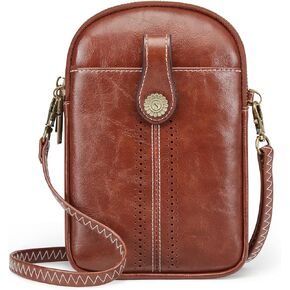S-ZONE Small Crossbody Bags for Women Trendy RFID Blocking Cell Phone Purse Vegan Leather Shoulder Bag with Card Slots