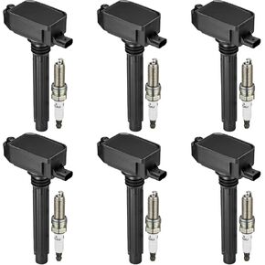 Set of 6 Ignition Coil Pack UF807 and Iridium Spark Plugs 93175 6 Pack Compatible with Chrysler Pacifica Dodge Durango Jeep Grand Cherokee Wrangler Ram 1500 3.6L V6 Replacement for 68223569AB