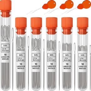 60 Large Eye Sharp Needles - Easy to Thread Big Eye Sewing Needles