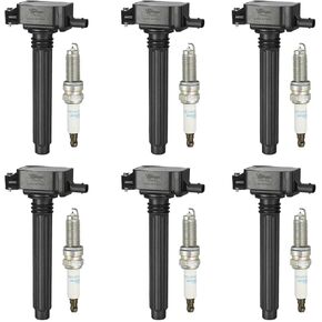 Vplus Ignition Coil pack and Spark Plugs UF648 97390 Compatible with 200 300 Town Country Dodge Durango Journey Grand Caravan Grand Cherokee Wrangler/Ram Promaster 1500/2500 3.2L 3.6L V6, Set of 6