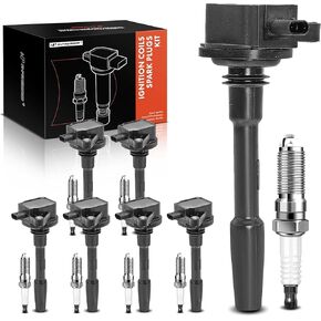 A-Premium Set of 7 Ignition Coil Pack and Iridium Spark Plugs Compatible with Ford F-150 F150 2018-2020, Mustang 2020-2021, 5.0L