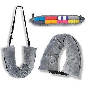 2Pcs Stuffable Travel Pillow-Stuffable Neck Pillow for Travel-Soft Velvet Stuffable Travel Neck Pillow Portable Plane Neck Pillow Case Cover Stuffable with Clothes for Airplane Essentials Accessories