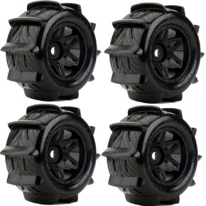 Powerhobby 1/8 Rooster 3.8 Belted Paddle Sand Snow Tires 17mm Wheels (4) FITS : 1/8 Monster Truck ARRMA KRATON/Outcast/NOTORIOU/TRAXXAS E-REVO/T-MAXX/Summit/LOSI LST/HPI Savage