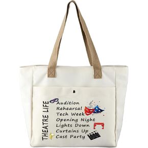 PXTIDY Theatre Life Tote Bag Drama Theater Gifts Comedy Tragedy Mask Theatre Drama Bag Drama Actor Actress Gifts