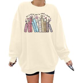 It’s a Good Day to Read A Book Shirt Womens Book Lover Teacher Sweatshirts Cute Wildflowers Bookish Reading Pullover