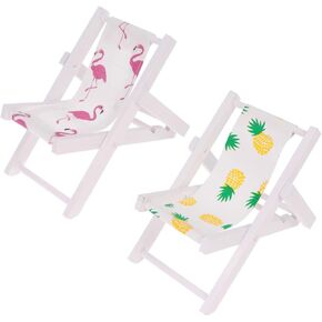 Artibetter 2 Pcs Miniature Dollhouse Furniture Sailor Ocean Decor Beach House Decor Nautical Furniture Beach Chairs for Kids Mini Wood Beach Chair Bamboo Household White Pendant Seaside