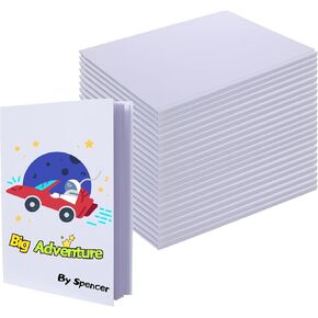 24 Count Blank Hardcover Books for Kids to Write Stories 6x8 inch Hardcover Blank Sketchbooks Journal -Unlined Page Make Your Own Book for DIY, Classroom (18 Sheets / 36 Pages, White)