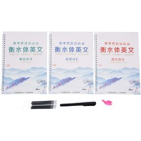 Copybook, English Calligraphy Tracing Book with with Pen and Refill for Children Students English Reusable Writing
