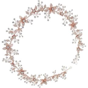 VALICLUD Bridal Belt Rhinestones Flower Wedding Dress Chain Crystal Bride Bridesmaids Sash Wedding Party Accessory Rose Gold