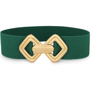 VONMELLI Women Wide Elastic Belt Vintage Stretchy Waistband with Retro Gold Buckle for Dresses