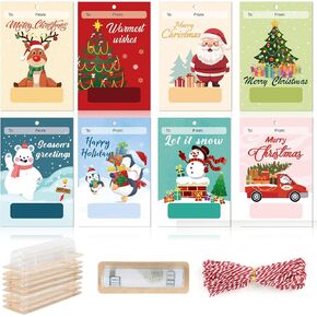 COCHIE Christmas Money Holder Ornaments Merry Christmas Money Cards for Gifting Cash Money Gift Card with Plastic Cover and Adhesive for Christmas Decoration（8 Pack）