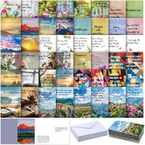 Gersoniel 48 Set Praying for You Cards with Scripture Christian Prayer Greeting Cards Bulk Bible Verse Inspirational Gift with Envelopes No Repeated Blessing Religious Motivational Notes