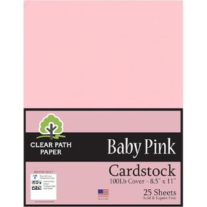 Clear Path Paper - Baby Pink Cardstock - 8.5 x 11 inch - 65Lb Cover - 50 Sheets