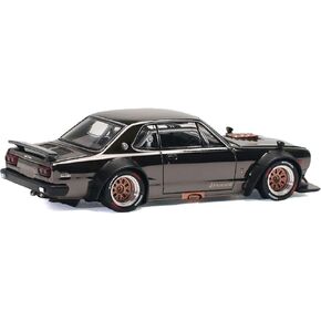 POP RACE Model Car Compatible with Nissan Skyline GT-R V8 Drift (Hakosuka) Dark Chrome 1/64 Diecast Model Car PR640097