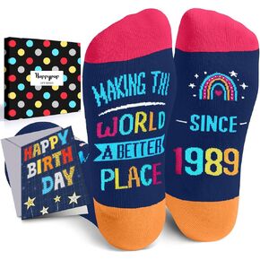HAPPYPOP Birthday Gifts Ideas Socks - Gifts for Guys in Their 40s, 1984 Birthday Gifts, 35th Birthday Sock With Greeting Card