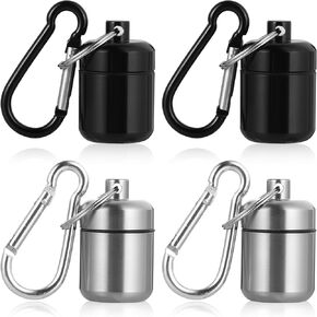4 Pcs Ear Plug Carrying Case, Portable Keychain Holder Case Waterproof Metal Earplug Case with Strong Clasp for Earplugs Jewelry Holder Pocket Purse Travel Bags