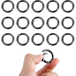 16pcs Spring o Ring Clip, Extra Small Spring o Ring Key Hoops Mini Clips Round Mini Snap Loop Round Clips Purse Split Jump Rings for Straps Keyring Handbag Keys Crafts (Gold)