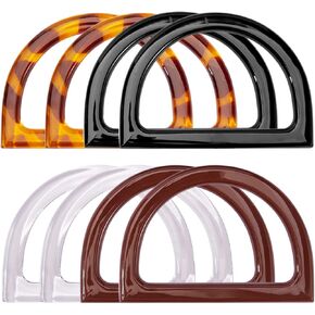 BEEFLYING 8Pcs Plastic D Shaped Purse Handles D Ring Bag Handles Handbag Purse Replacement Handle Accessories for Repairing Bag DIY Bag Making