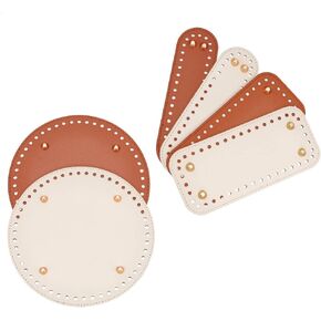PH PandaHall 6pcs Leather Purse Bottom for Crochet, 3 Shapes Bag Bottoms PU Leather Knitting Crochet Bags Bottom Shaper Cushion Base with Holes for DIY Bag Shoulder Bags Purse Making, Black/Brown