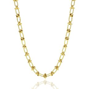 Gold Necklace for Women 14K Gold Plated Chunky Gold Knotted Chain Necklaces Personalized Stainless Steel Gold Chain Chunky Necklaces for Women Trendy ﻿