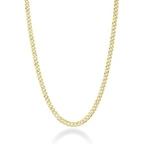 Miabella Italian Solid 18k Gold Over 925 Sterling Silver Two Tone 3.5mm Diamond Cut Cuban Link Curb Chain Necklace for Women, Made in Italy