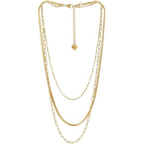 Gold/Silver Layered Necklaces for Women, Dainty 18K Gold Plated Choker Necklaces for Women Trendy Layering Herringbone Box Snake Paperclip Chain Fashion Jewelry Set