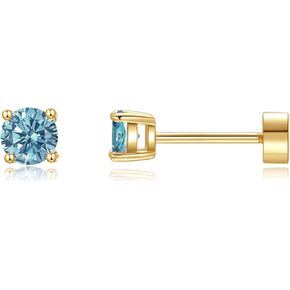 Flat Back Birthstone Stud Earrings for Women,14K Gold Plated Flatback Stud Earring Pair,Hypoallergenic Cartilage Piercing Small Stud Earrings,Earrings for Women Trendy,Best Gift for Birthday Christmas