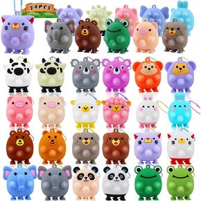 Prefilled Easter Eggs with Animal Pop Toys,24 PCS Filled Easter Eggs for Egg Hunt,Easter Basket Stuffers for kids,Easter Party Favors Prizes