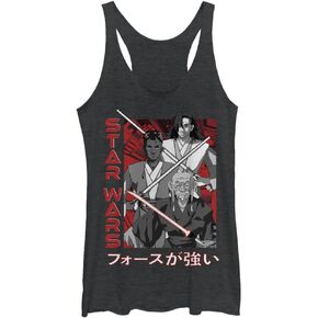 Star Wars Junior's Visions Weapons Anime Tri-Blend Racerback Layering Tank, Black Heather, Small