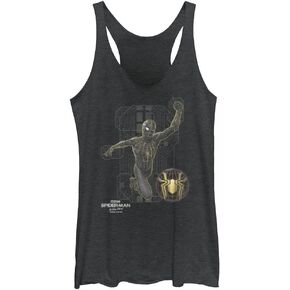 Marvel Junior's Spider-Man No Way Home Tech Suit Tri-Blend Racerback Layering Tank, Black Heather, X-Large