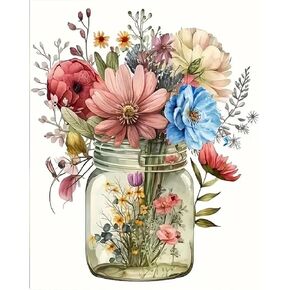 BOHADIY Diamond Art Kits for Adults - Daisy Diamond Painting for Beginners, Diamond Dots Round 5D Full Drill Paint with Diamonds Pictures Gem Art Painting Kits DIY Crafts Kits Flower Bottle 12x16in