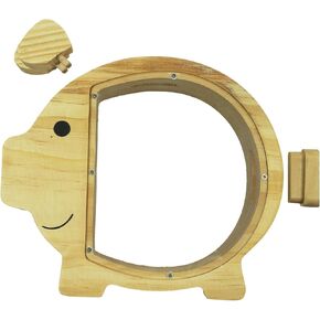 Wooden Piggy Bank for Kids & Adults - Unbreakable Wood Coin Bank,Cute Pig-Shaped Money Savings Box for Christmas(Brown)