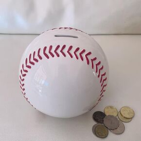 Ceramic Piggy Bank, Ball Coin Money Bank, Sports Themed Décor - Baseball