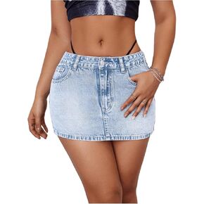 Milumia Women's Low Waisted Denim Skirt Going Out Bodycon Mini Jean Skirts