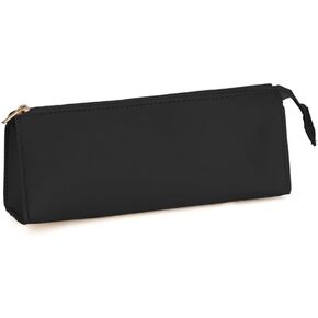 Pencil Bag Pen Case Cosmetic Makeup/Stationery Pouch Bag Case/PU Leather Small Pouch Stationery Pouch Zipper Bag for Pens, Pencils, Markers (Black)