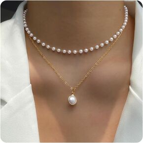 Kamala Pearls Necklace 2024 Kamala Pearl Necklaces for Women 14k Gold Plated Layered Pearl Necklaces Freshwater Pearls Necklace Pearls Chain Necklace Kamala Necklace Kamala Harris Merchandise