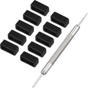 uxcell Watch Band Strap Loops, Width Rubber Fastener Ring Silicone Watch Retainer for Watch