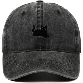 Black Cat Soft Top Dad Hat Embroidered Baseball Cap Cat Mom