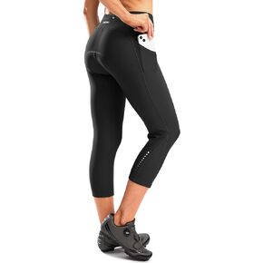 Women's 4D Padded Bike Pants High Waist Cycling Shorts Bicycle Capris 3/4 Biking Tights with Zipper Pockets