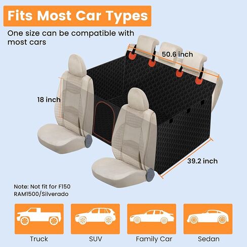 غطاء المقعد الخلفي للكلاب في السيارة، موسع المقعد الخلفي للكلاب، سيارات الدفع الرباعي والشاحنات، أرجوحة مقاومة للماء لحماية كاملة للكلاب، غطاء مقعد السيارة السفلي الصلب للكلاب مع واقي الباب in Kuwait