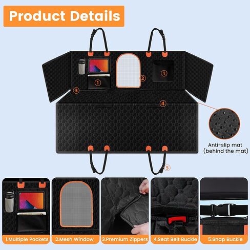 غطاء المقعد الخلفي للكلاب في السيارة، موسع المقعد الخلفي للكلاب، سيارات الدفع الرباعي والشاحنات، أرجوحة مقاومة للماء لحماية كاملة للكلاب، غطاء مقعد السيارة السفلي الصلب للكلاب مع واقي الباب in Kuwait