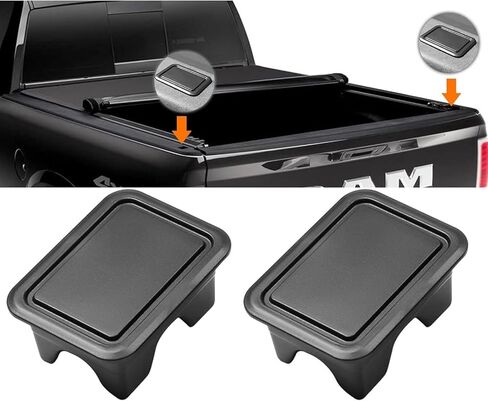غطاء جيب للسكك الحديدية الخلفية للشاحنة، أغطية للسكك الحديدية الخلفية لـ 2019-2024 دودج رام 1500/2500، ملحقات غطاء تونيو (مجموعة من 2) - تناسب فقط جيوب الأوتاد الخلفية in Kuwait
