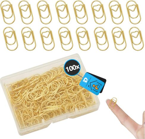 Premium Gold Paper Clips 100 Pcs, Heart Shapes, Fancy & Decorative Paperclips for Office, School, Wedding, Crafts, Cute Desk Organizers in Kuwait