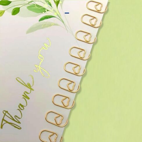 Premium Gold Paper Clips 100 Pcs, Heart Shapes, Fancy & Decorative Paperclips for Office, School, Wedding, Crafts, Cute Desk Organizers in Kuwait