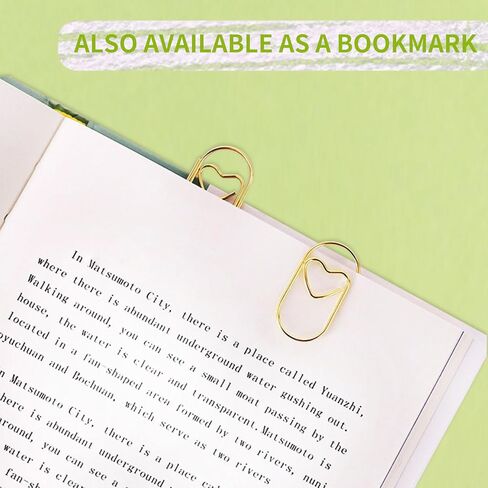 Premium Gold Paper Clips 100 Pcs, Heart Shapes, Fancy & Decorative Paperclips for Office, School, Wedding, Crafts, Cute Desk Organizers in Kuwait