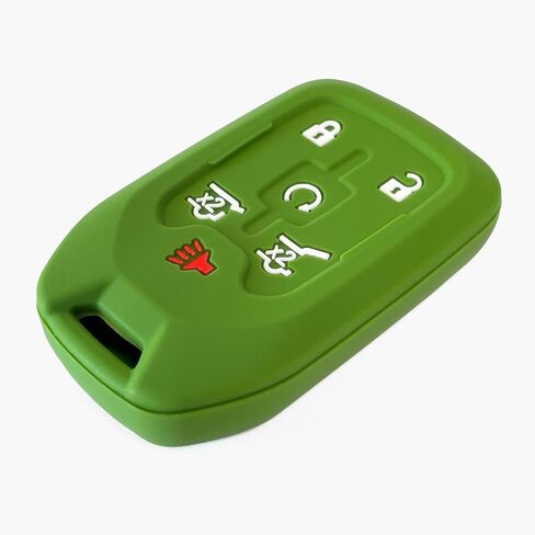 2-Pack Click&Fit Silicone Key Fob Covers Compatible with Chevy Suburban 2015-2021 Tahoe 2014-21, GMC Yukon 2014-21 – Car Remote Key Shell Rubber case 6-Buttons, Black+Green in Saudi Arabia