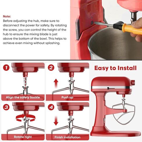 مرفق مجداف من الفولاذ المقاوم للصدأ لخلاط KitchenAid، كمرفق مجداف KitchenAid لتصميم خلاط KitchenAid برأس مائل 4.5-5Qt، عجينة المعكرونة والمعجنات والخبز من COFUN in Kuwait