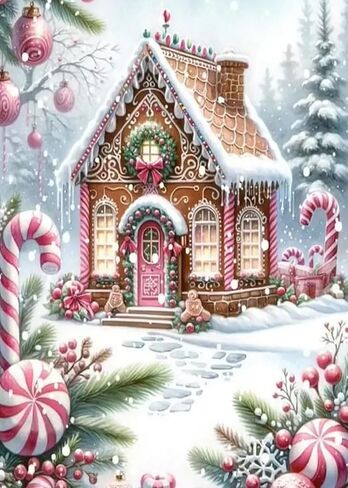 مجموعات الطلاء الماسي لعيد الميلاد الشتوي 5D للبالغين المبتدئين، مجموعة فنية ماسية ملونة لعيد الميلاد في فصل الشتاء، مجموعات فنية دائرية كاملة للحفر الماسي للبالغين، ديكور جدار المنزل 11.8 × 15.7 بوصة in Kuwait