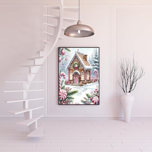 مجموعات الطلاء الماسي لعيد الميلاد الشتوي 5D للبالغين المبتدئين، مجموعة فنية ماسية ملونة لعيد الميلاد في فصل الشتاء، مجموعات فنية دائرية كاملة للحفر الماسي للبالغين، ديكور جدار المنزل 11.8 × 15.7 بوصة in Kuwait